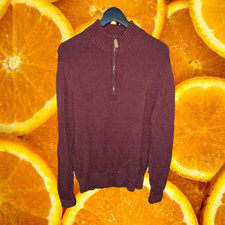 St John's Bay Maroon 1/4 Zip Sweater 100 Cotton Size Large