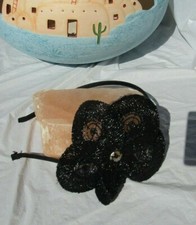 NEW flower headband black youth adult