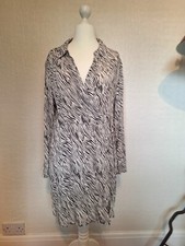 MANGO ladies Animal print short dress Shirt Tunic Black Cream Size 16 XXL