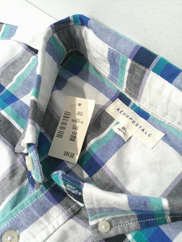 NEW Aeropostale Men's Long Sleeve Plaid Button-Down Shirt Size 2XL Oxford 4893
