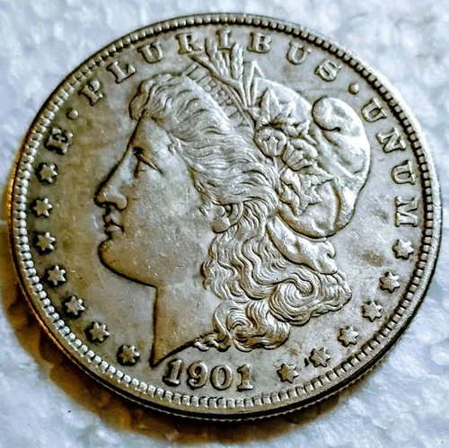 1901 - S Morgan Silver Dollar US $1 Coin 90% Silver VF