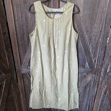 White Stag Dress Women's Size Large (12/14) Sage Green Floral Linen Blend Tank