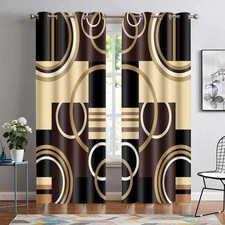 Brown Geometric Blackout Curtains for 52"W x 84"L Pack of 2 ,