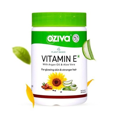 OZiva pflanzliches natürliches Vitamin E 30 Kapseln für strahlende Haut & stä...