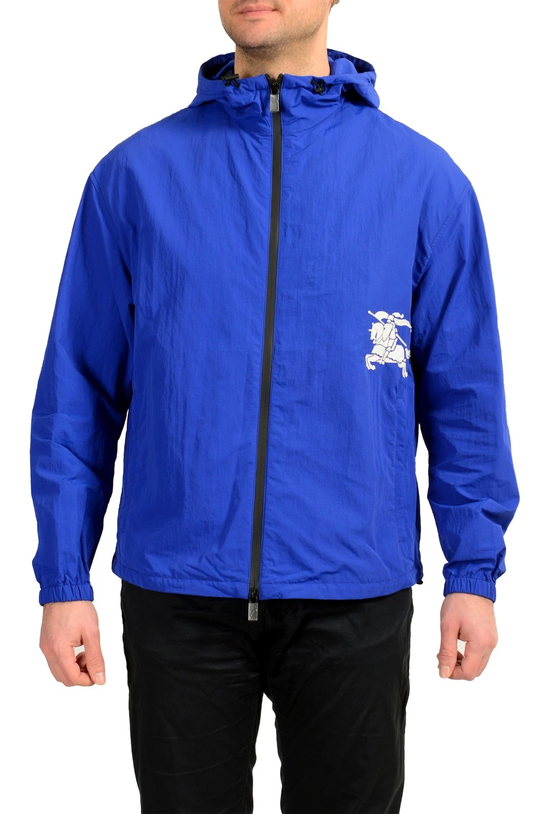 Burberry — Burberry Men's "Knight" Royal Blue Hooded Full Zip Windbreaker Jacket US S IT 48