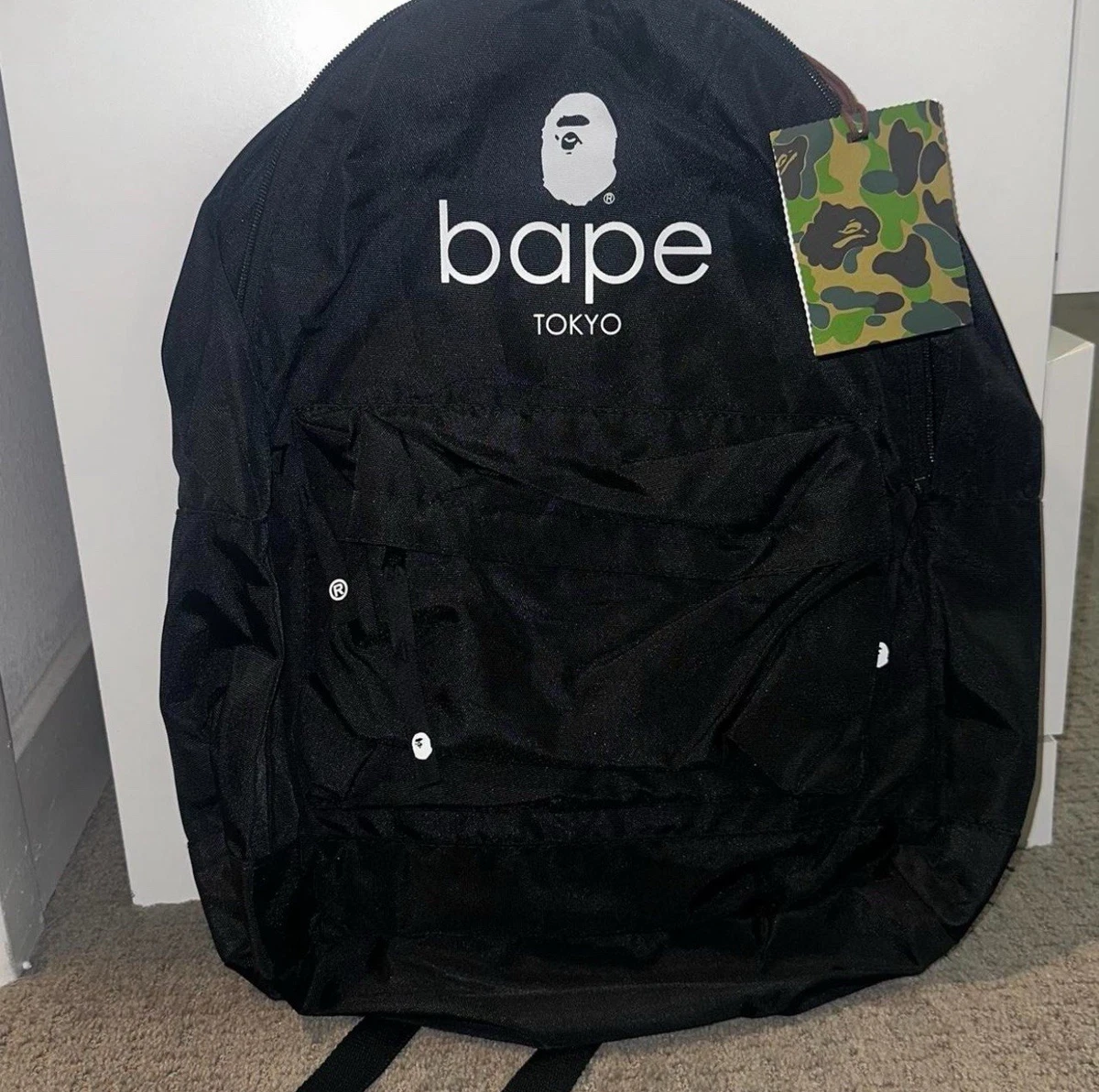 A BATHING APE ブラックバックパック BAPE Backpack APE HEAD Print Black 2015 AW Official Japanese