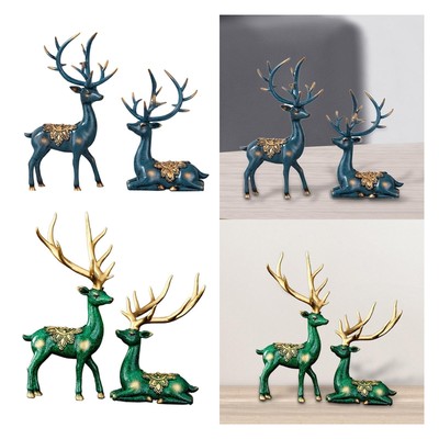 2Pcs Deer Ornament Indoor Tischplatte Kamin Dekorative Deer Knick Knack