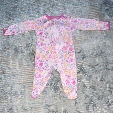 Wonder Nation Unisex Baby 0-3M Pink Floral Footed Zip Sleeper One Piece