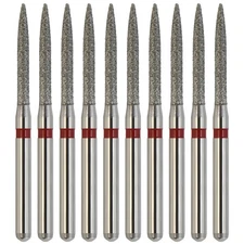 Dental Diamond Burs Flame Bur 863/012F Fine Grit Red FG for High Speed Turbine