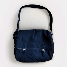 Prada Black Nylon Double Pushlock Flap Closure Messenger Crossbody Bag