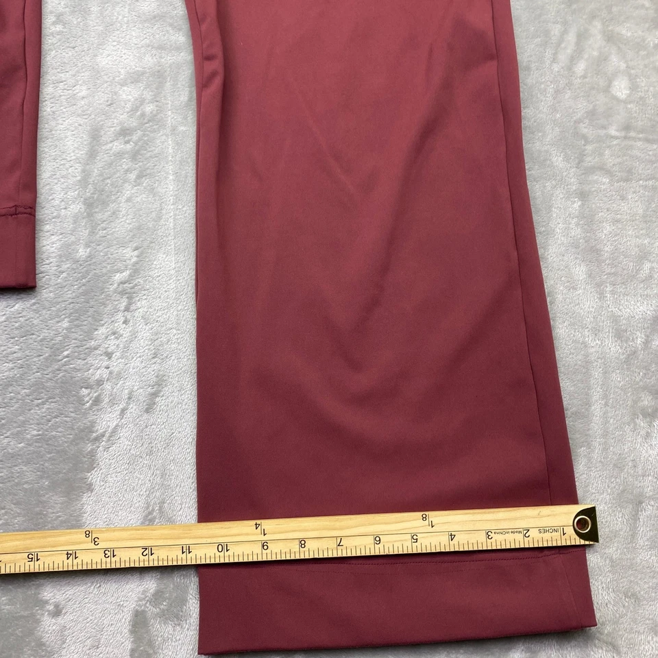 Pantalones Halara Pierna Ancha Borgoña Botón Mosca Cintura Alta Poliéster Elastano Talla L 31" Foto 4 de 4