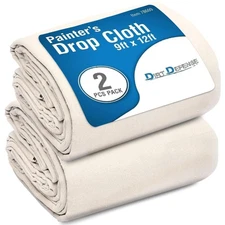 Pack of 2: All Purpose Canvas Drop Cloth Cotton Tarp 9x12 Large Canvas Tarp f...
