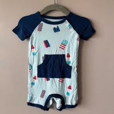 Kyte Baby Bamboo Red White Blue Popsicle Shorts Romper Size 6-12 Months