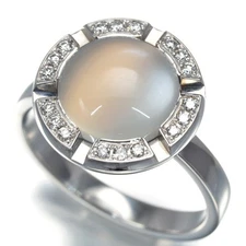 Auth CHAUMET Ring Moonstone Diamond Class One Cruise EU49 18K 750 White Gold
