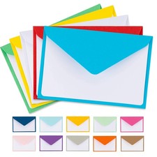 Colorful Envelopes with Blank Flat White Cards 5" X 7" Assorted Colors 105 Pack