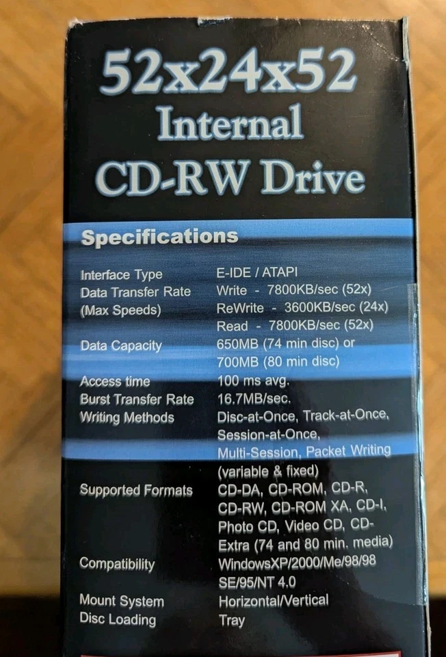 I/O MAGIC 52x24x52 Internal CD-RW ReWritable Drive Sealed New in Package - Image 3 of 4