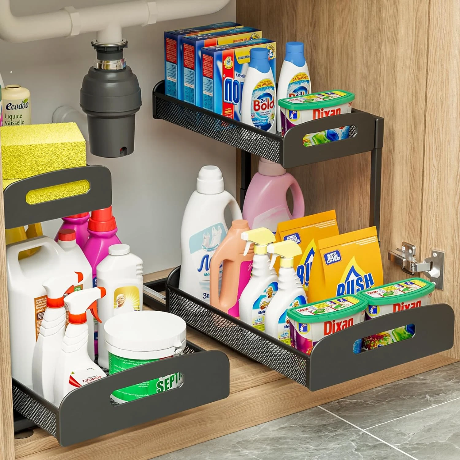 Adjustable 2-Tier Under Sink Organizer - Pull Out Metal Shelf, 2 Pack
Opens in a new window or tab