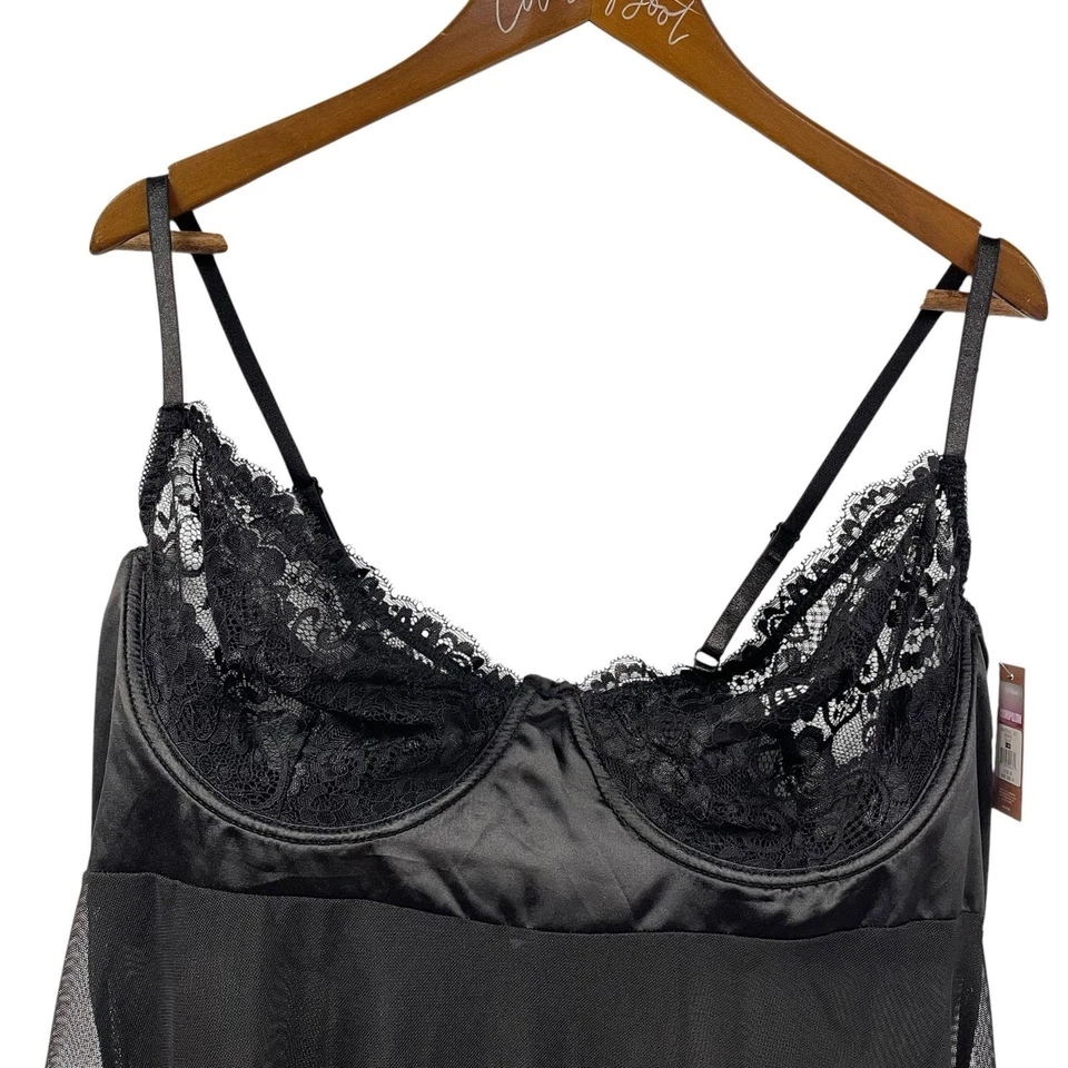 Conjunto de lencería Cosmopolitan Babydoll negro 3X nuevo con etiquetas semi transparente talla grande Foto 2 de 4