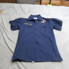 Boys Scouts of America Shirt Youth Medium Blue Pockets Short Sleeve Button Up