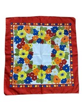 Vintage Rain-Fold Scarf All Weather Floral Red Orange Polyester 27" X 27"