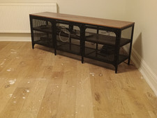 IKEA FJÄLLBO TV Bench Unit Black Rustic Metal Storage Display Rack 