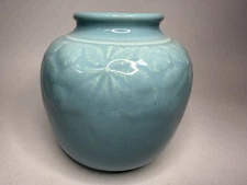 Rookwood Pottery #6432 Violets Relief Vase Pale Turquoise 1927 Arts & Crafts B26