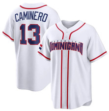 Junior Caminero 13 WBC Dominican Republic Baseball Jersey White