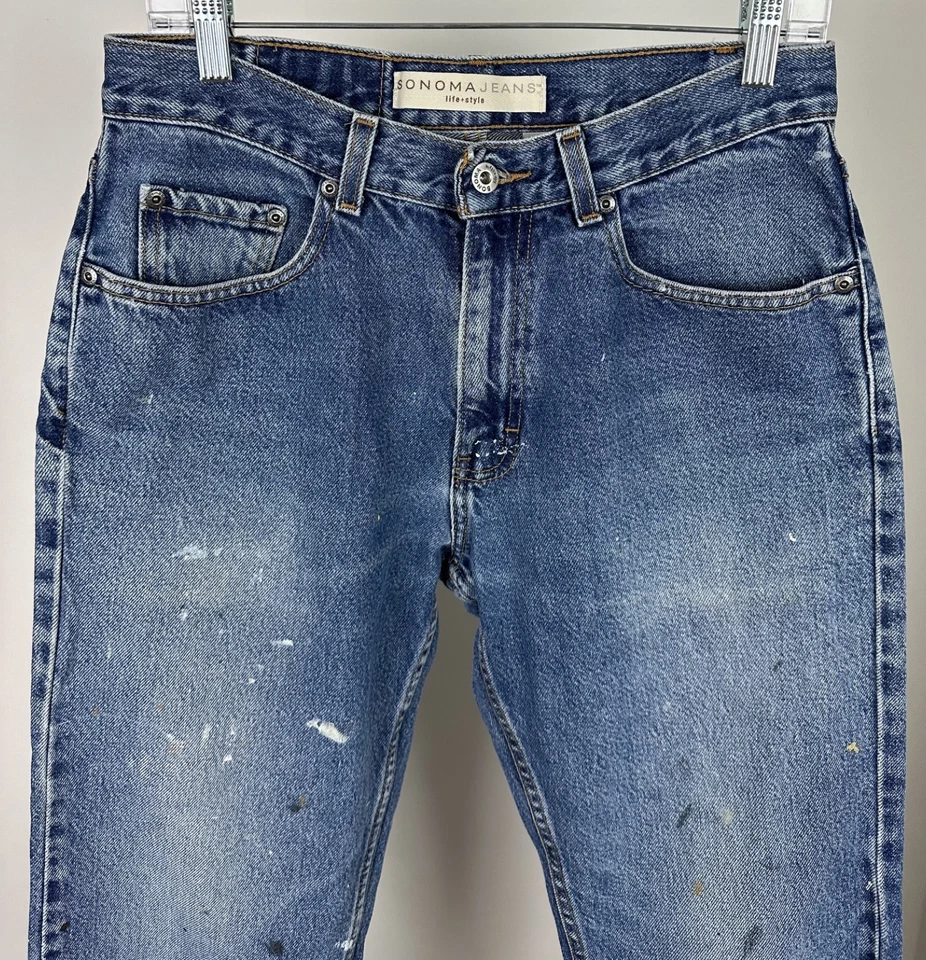 复古画家牛仔裤男式 30 30 x 32 实际 90 年代完美褪色牛仔中腰 — 第 3/4 张图片