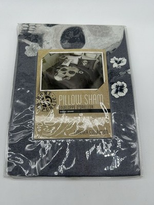 Sugar Skull Queen Pillow Sham Home Republic Forever Collection Grey Gray White