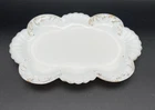 VTG Milk Glass Vanity Tray Gold Trim Scroll 9x6 Dresser Dish Cottagecore READ