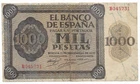 SPAIN: 1000 PESETAS GOVERNMENT OF BURGOS. YEAR 1936. WITH SERIES. BC+. VERY SCARCE.