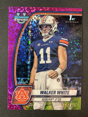 2024 Bowman University Chrome #85 Walker White Auburn Fuchsia Mini Diamond /125
