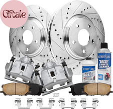 - 12.56 Inch (319Mm) Front Drilled Brake Rotors Calipers + Ceramic Pads Kit Repl