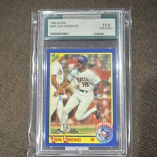 Score 1990 Juan Gonzalez #637 Rookie Base Set Texas Rangers AGS Gem Mint 10.0