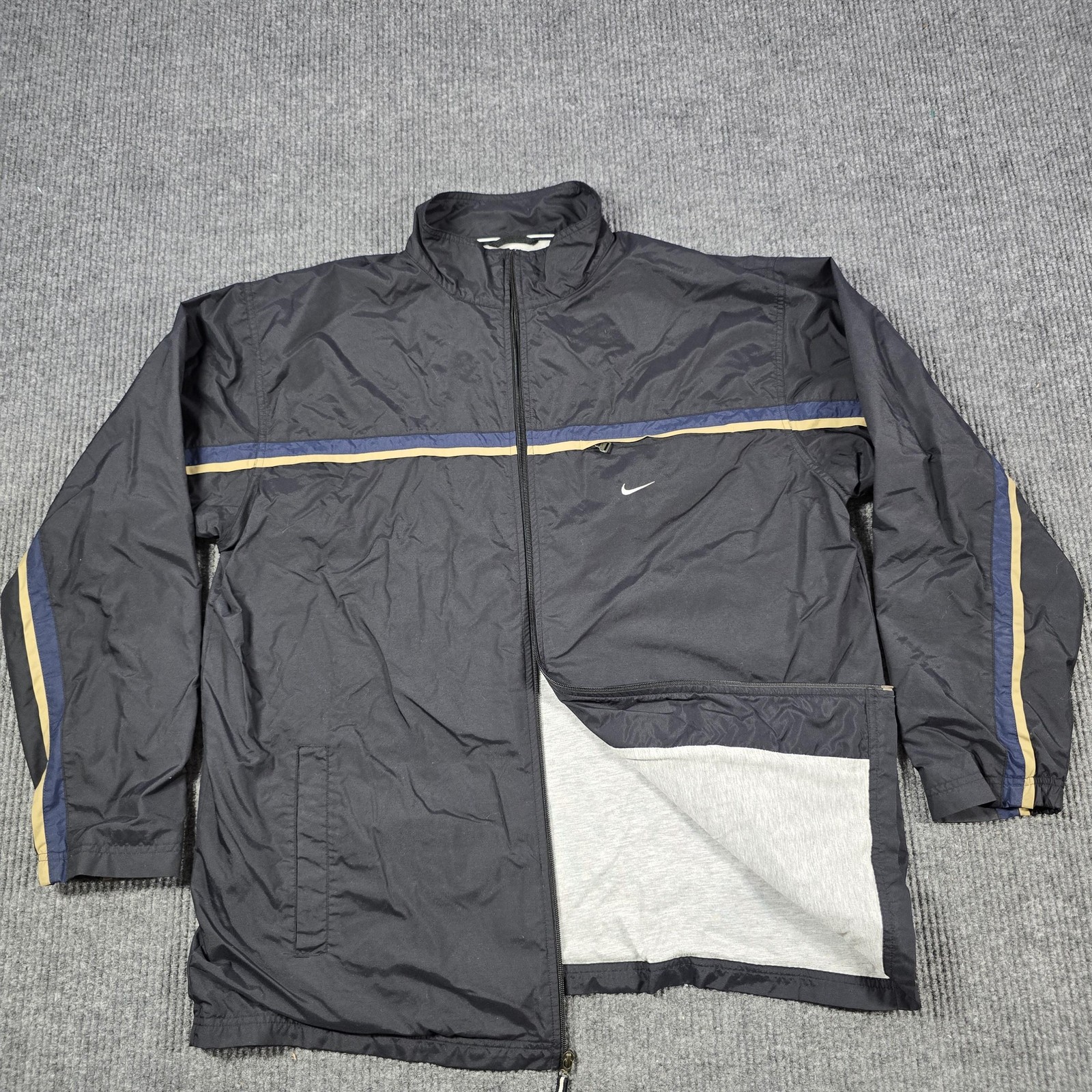 SACAI X NIKE Giacca a vento vintage anni 90 Nike uomo 2XL nera full zip foderata a righe swoosh