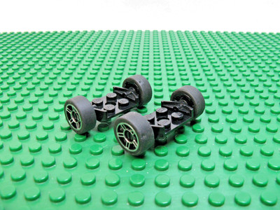 4x LEGO Black Wheel Spoked Silver Outline Tire 14x6 Solid Smooth #50944c01 6157