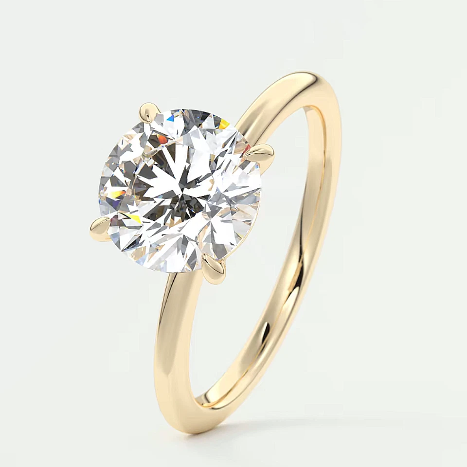 18k Yellow Gold Wedding Women Ring Round Diamond Lab Grown 2 Carat IGI Certified - Image 3 of 4