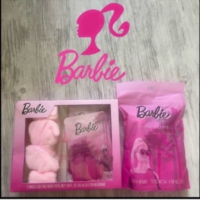 Last One Barbie Spa Set Tropical Bath Bombs, Face Mask & Pink Headband N 