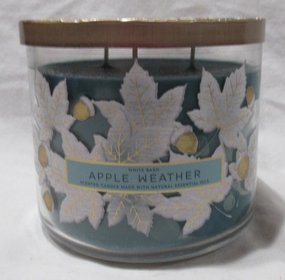White Barn Bath & Body Works Juego de 2 velas perfumadas de 3 mechas APPLE WEATHER Foto 2 de 4