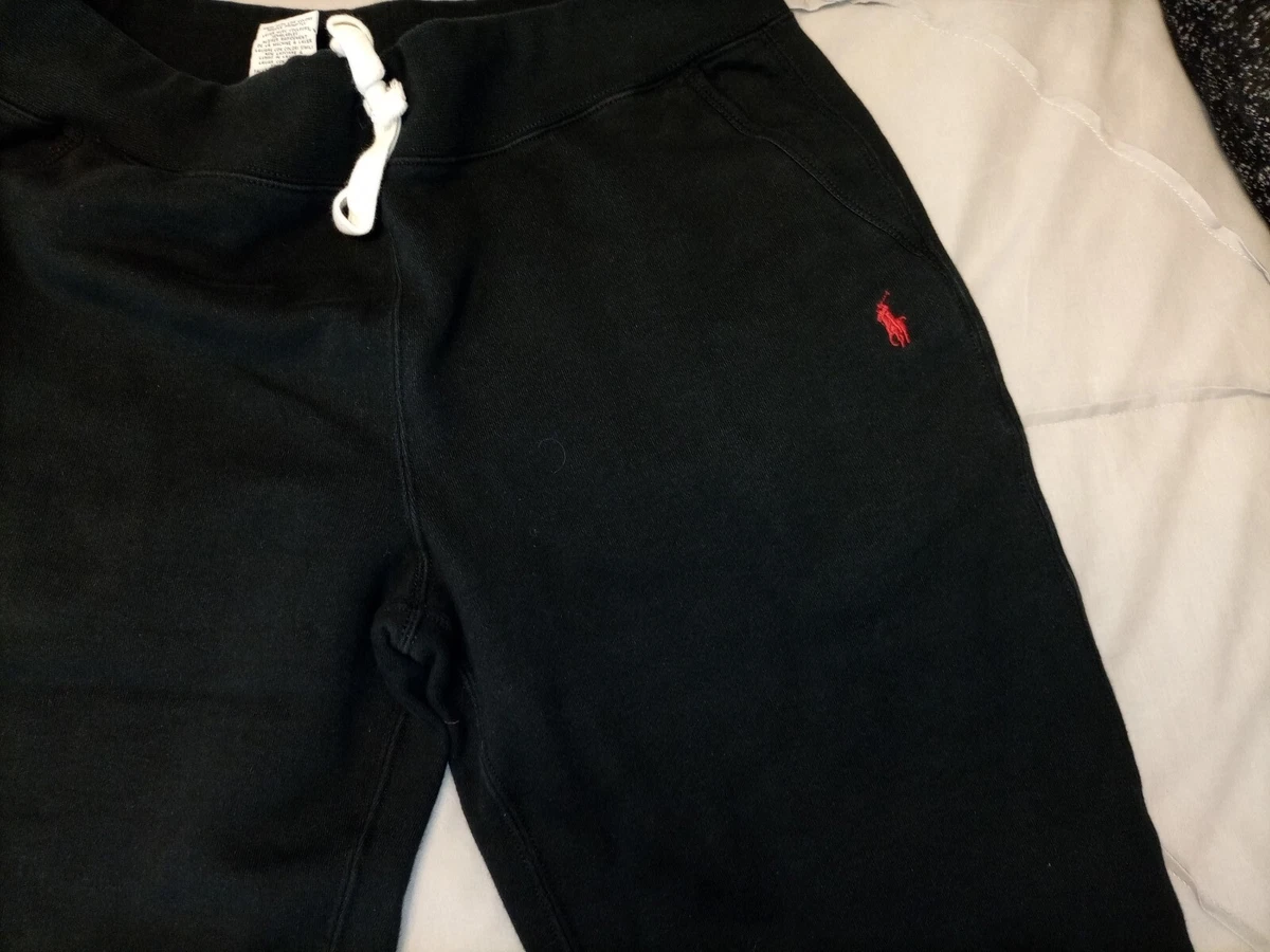 Polo Ralph Lauren Mens Jogging Bottoms M Black Straight Leg Fit Drawstring Cuffs
