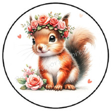 SQUIRREL WITH ROSES ENVELOPE SEALS LABELS STICKERS PARTY FAVORS