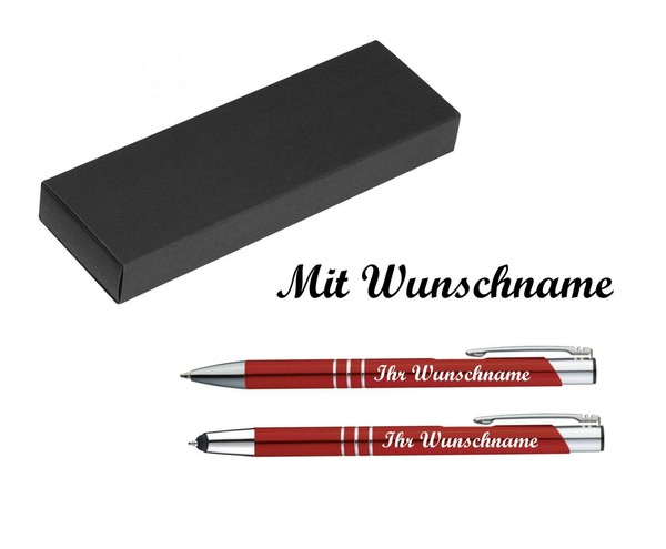 Schreibset Mit Namensgravur - Touchpen Kugelschreiber + Kugelschreiber - Rot-image