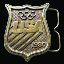 1980 USA Olympics Bergamot Brass Works Vintage Belt Buckle