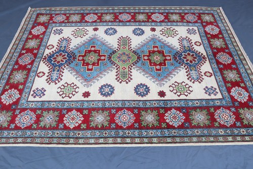Afghan Modern Design Kazak Rug 5x7 ft, Turkmen Geometric Rug-thick pile Wool Rug - 第 12/17 張圖片
