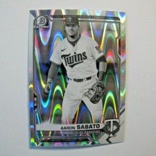 2021 Bowman Draft Chrome Aaron Sabato Black & White Raywave #BDC-163 Twins