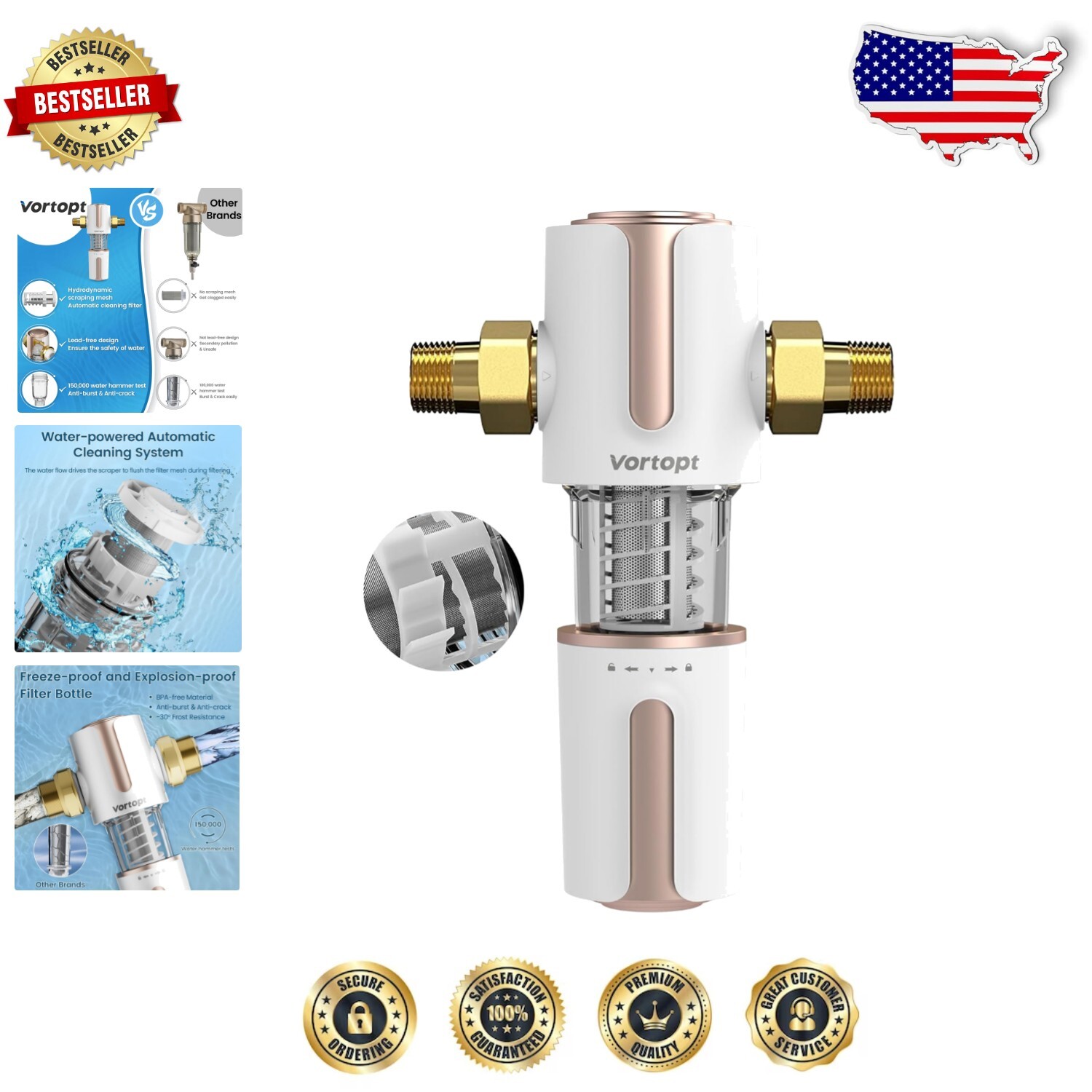 Durable Stainless Steel Spin Down Water Filter - Protect Appliances & Plumbing