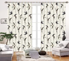 3D Black Swallow ZHUA2397 Photo Curtain Window Blockout Fabric Amy 2023