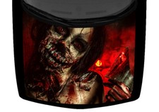 Zombie Axe Woman Truck Hood Wrap Vinyl Car Graphic Decal Vivid Color 58