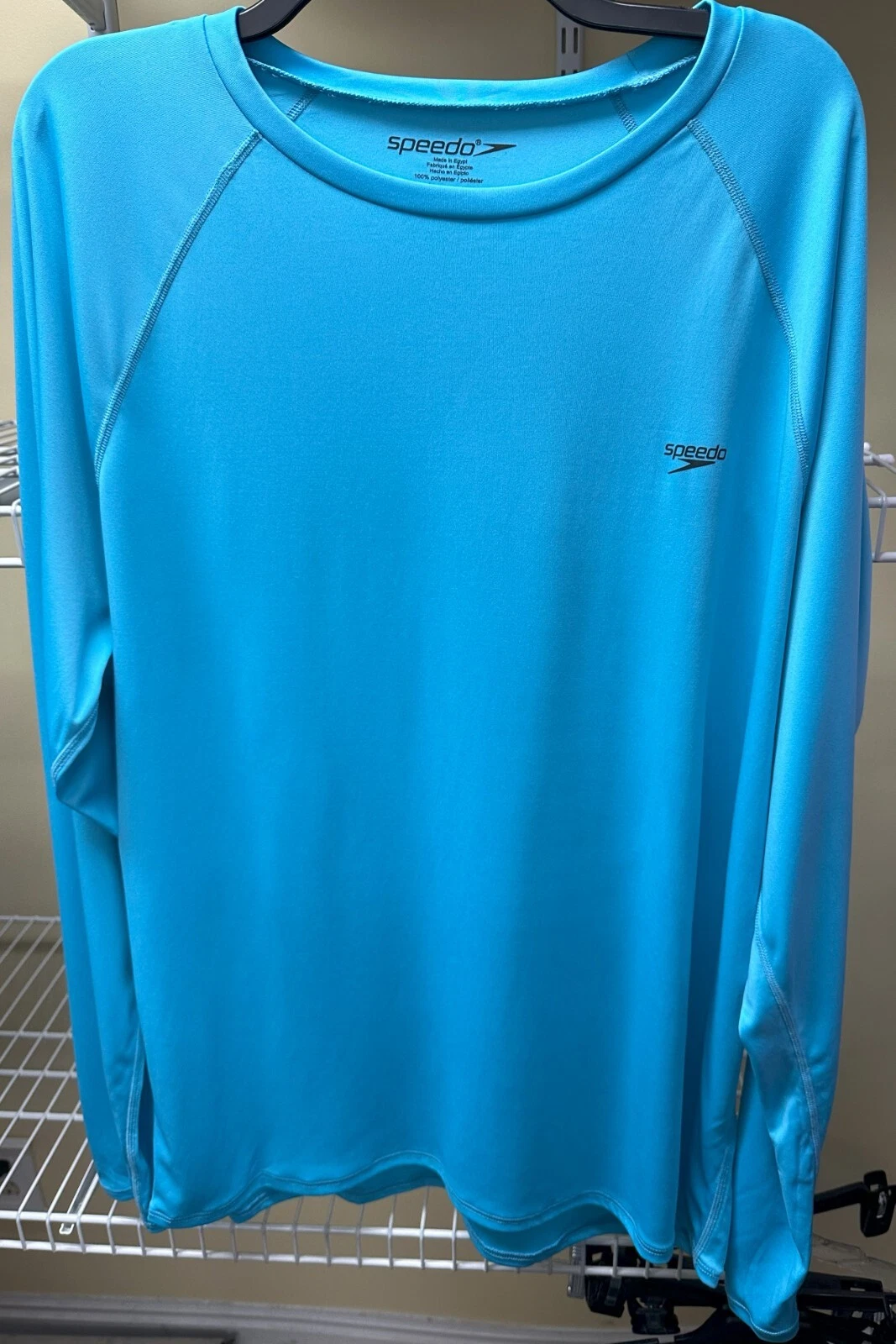 Speedo Turquoise Light Blue Long Sleeve Swim Shirt Unisex Adult Size XL New