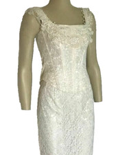 Ivory Lace Corset With Self Train Skirt Wedding Dress,Size 12
